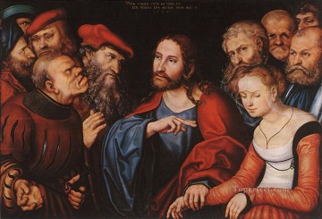 キリストと姦淫者 ルネサンス ルーカス・クラナッハ長老 Oil Paintings